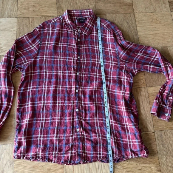 Michael Kors XXL Plaid Linen Shirt Long Sleeve Button Down Italian Fabric - Picture 8 of 8